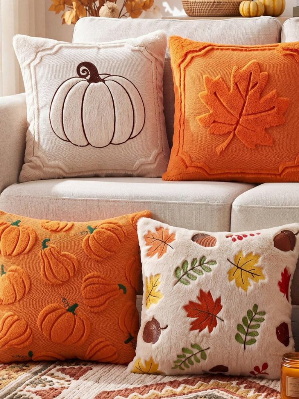 4 Pcs Fall Throw Pillow Covers 18 x 18 Inch Thanksgiving Autumn Home Decor